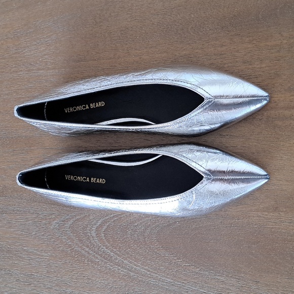 Veronica Beard Bancroft Metallic Flat - Color: Silver - Size: 7 - Picture 3 of 11